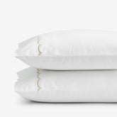 Scallop Embroidered Premium Cool Egyptian Percale Pillowcase Set - Tan, King