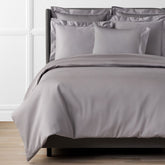 Premium Smooth Supima® Cotton Wrinkle-Free Sateen Duvet Cover - Silver, Full