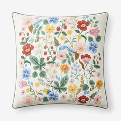 Strawberry Fields Decorative Square Pillow Cover - Cream Multi