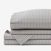 Classic Stripes and Plaids Cool Yarn-Dyed Cotton Percale Bed Sheet Set - Mini Check Multi, Full