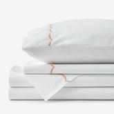 Embroidered Scallop Classic Cool Cotton Percale Bed Sheet Set - Melon, Twin