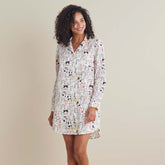 Printed Poplin Women's Nightshirt - Kittie Party, M