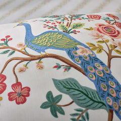 Peacock Decorative Square Pillow Cover - Ivory