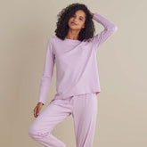 Pima Cotton Women's Jogger Pants Pajama Set - Dusty Pink, M