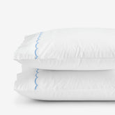 Embroidered Scallop Classic Cool Cotton Percale Pillowcase Set - Blue, King