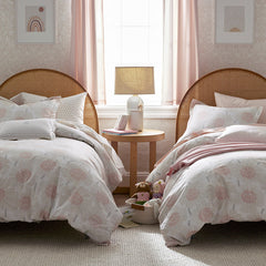 Ditsy Gingham Classic Cool Organic Cotton Percale Window Curtain - Pink, 44" x 84"