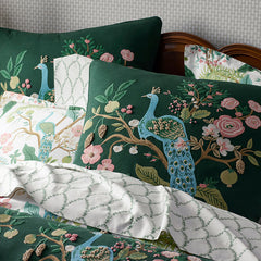 Peacock Decorative Square Pillow Cover - Green Multi