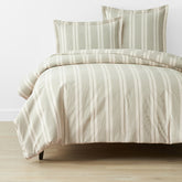 Tailored Stripes and Plaids Classic Cool Cotton Percale Bed Duvet Cover - Wide Stripe Moss Green, Full