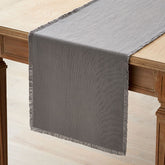 Solid Fringe Table Runner - Stone, 16 in. x 108 in.