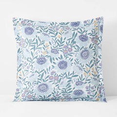 Tira Floral Classic Cool Cotton Percale Reversible Sham - Floral Blue, Euro