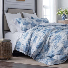 Floral Grove Premium Smooth Wrinkle-Free Sateen Comforter - Dusty Blue, King/Cal. King