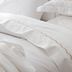 Scallop Embroidered Premium Cool Egyptian Percale Sham - Tan, Euro