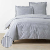 Classic Stripes and Plaids Cool Yarn-Dyed Cotton Percale Duvet Cover - Stripe White/Blue, Twin