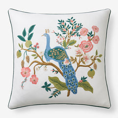 Peacock Decorative Square Pillow Cover - Cream Multi