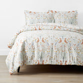Forest Animals Classic Cool Organic Cotton Percale Duvet Cover Set - Ivory Multi, Full/Queen
