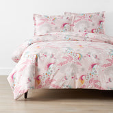 Fancy Unicorns Classic Cool Organic Cotton Percale Duvet Cover Set - Pink Multi, Full/Queen