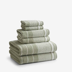 Plush Spa Stripe 6-Piece Bath Set - Light Willow
