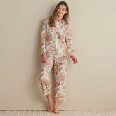 Printed Voile Women's Cropped Pajama Set - Wild Bloom, XS