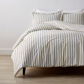 Tailored Stripes and Plaids Classic Cool Cotton Percale Bed Duvet Cover - Narrow Stripe Navy, Twin/Twin XL