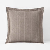 Tailored Stripes Premium Breathable Washed Linen Cotton Reversible Sham - Wide Stripe Dark Brown, Euro