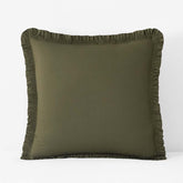Solid Ruffle Garment Washed Cotton Percale Sham - Olive, Euro