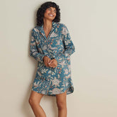 Printed Poplin Women's Nightshirt - Birds & Flowers, XXL