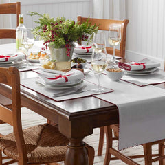 Pom Fringe Table Runner - Red, 16 in. x 90 in.