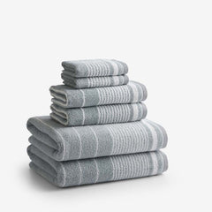 Plush Spa Stripe 6-Piece Bath Set - Light Seaspray