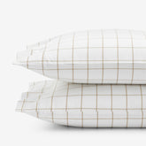 Tailored Stripes and Plaids Classic Cool Cotton Percale Pillowcase Set - Block Plaid Wheat, Standard