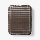 Classic Stripes and Plaids Cool Yarn-Dyed Cotton Percale Fitted Bed Sheet - Windowpane Brown, Twin XL