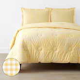 Gingham Classic Cool Organic Cotton Percale Comforter Set - Yellow, Full/Queen
