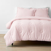 Gingham Classic Cool Organic Cotton Percale Comforter Set - Petal Pink, Full/Queen