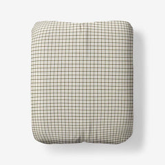 Classic Stripes and Plaids Cool Yarn-Dyed Cotton Percale Fitted Bed Sheet - Mini Check Green, Queen