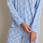 Printed Pima Cotton Women's Button-Down Pajama Set - Lisbon Blue, M