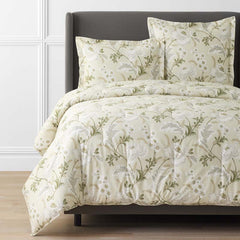 Tranquil Blossom Premium Smooth Wrinkle-Free Sateen Comforter - Antique Beige, Full/Queen