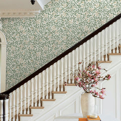 Willowberry Traditional Wallpaper - Sage White, Swatch