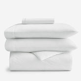 4-Piece Classic Cool Cotton Percale Solid Fitted Sheet & Duvet Cover Bundle