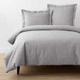 Classic Cool Organic Cotton Percale Solid Duvet Cover - Gray, Full