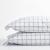 Tailored Stripes and Plaids Classic Cool Cotton Percale Pillowcase Set - Block Plaid Navy, King