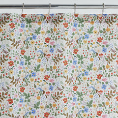 Strawberry Fields Classic Cool Cotton Percale Shower Curtain - White Multi