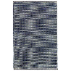 Herringbone Handwoven Cotton Rug - Navy, 8' x 10'