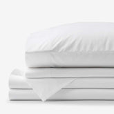 Solid Garment Washed Cotton Percale Bed Sheet Set - White, Twin