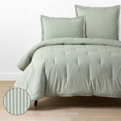 Tira Floral Classic Cool Cotton Percale Comforter - Stripe Green, Twin/Twin XL