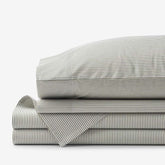 Classic Stripes and Plaids Cool Yarn-Dyed Cotton Percale Bed Sheet Set - Stripe Green, Queen
