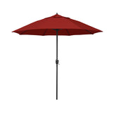 Round Outdoor Patio Umbrella, Aluminum with Auto Tilt Crank - Black Finish, Jockey Red, 7.5'