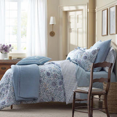 Tira Floral Classic Cool Cotton Percale Reversible Comforter - Floral Blue, King/Cal. King