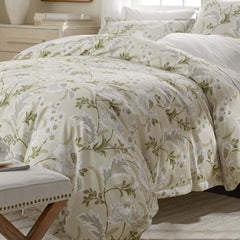 Tranquil Blossom Premium Smooth Wrinkle-Free Sateen Comforter - Antique Beige, Full/Queen