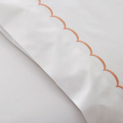 Scallop Embroidered Premium Cool Egyptian Percale Pillowcase Set - Melon, Standard