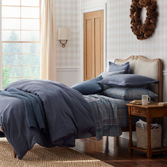 Luxe Ultra-Cozy Cotton Velvet Flannel Flat Bed Sheet Slate Blue, King/Cal King