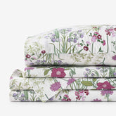 Bloom Meadow Classic Smooth Sateen Bed Sheet Set - White Multi, King